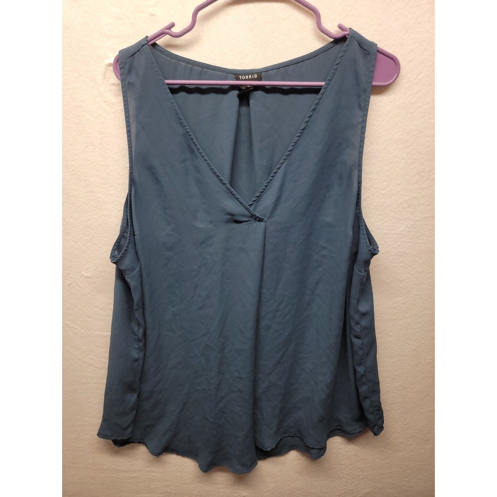 torrid Dark Blue Single Pleat Chiffon Sleeveless Tank Top Women's Plus 3 3X
